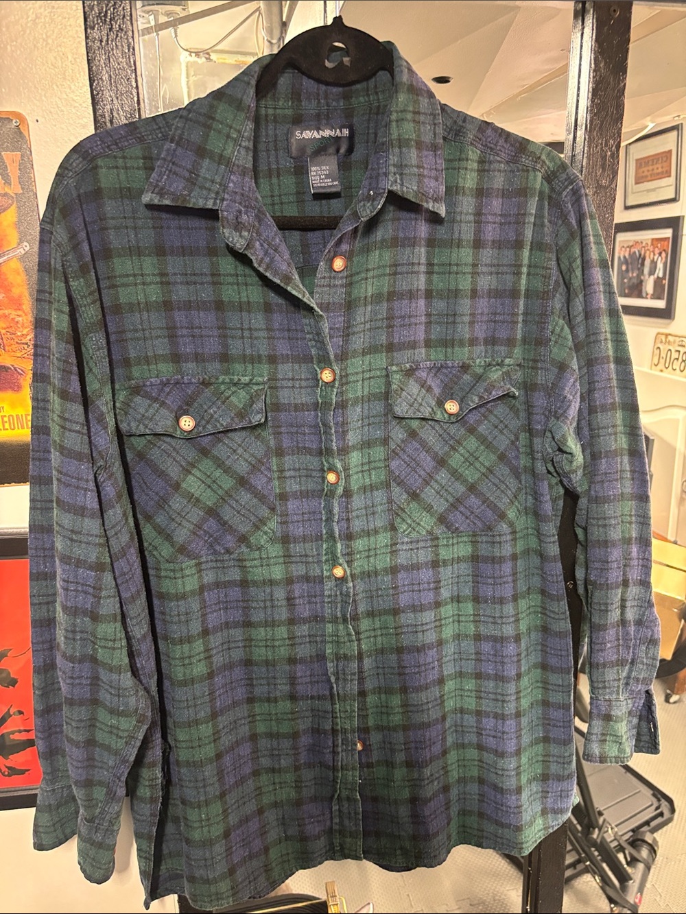 Green & Navy Plaid Button-Down Shirt